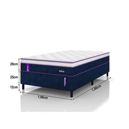 Cama Box Solteirão com Colchão 108x198 Dallas Smartz