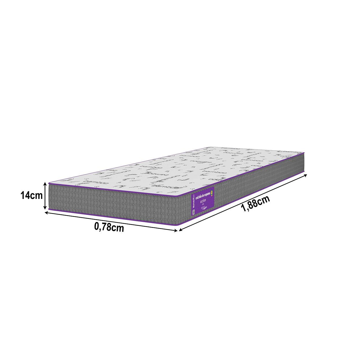 Cama Box com Colchao Solteiro D33 Acction 78x188x  Smartz