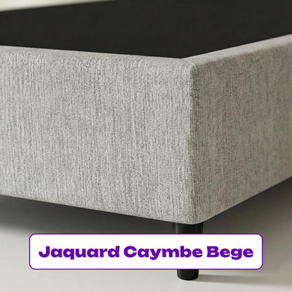 Cama Box Solteirão Bege 108x198x25 Jaquard Cayambe Smartz