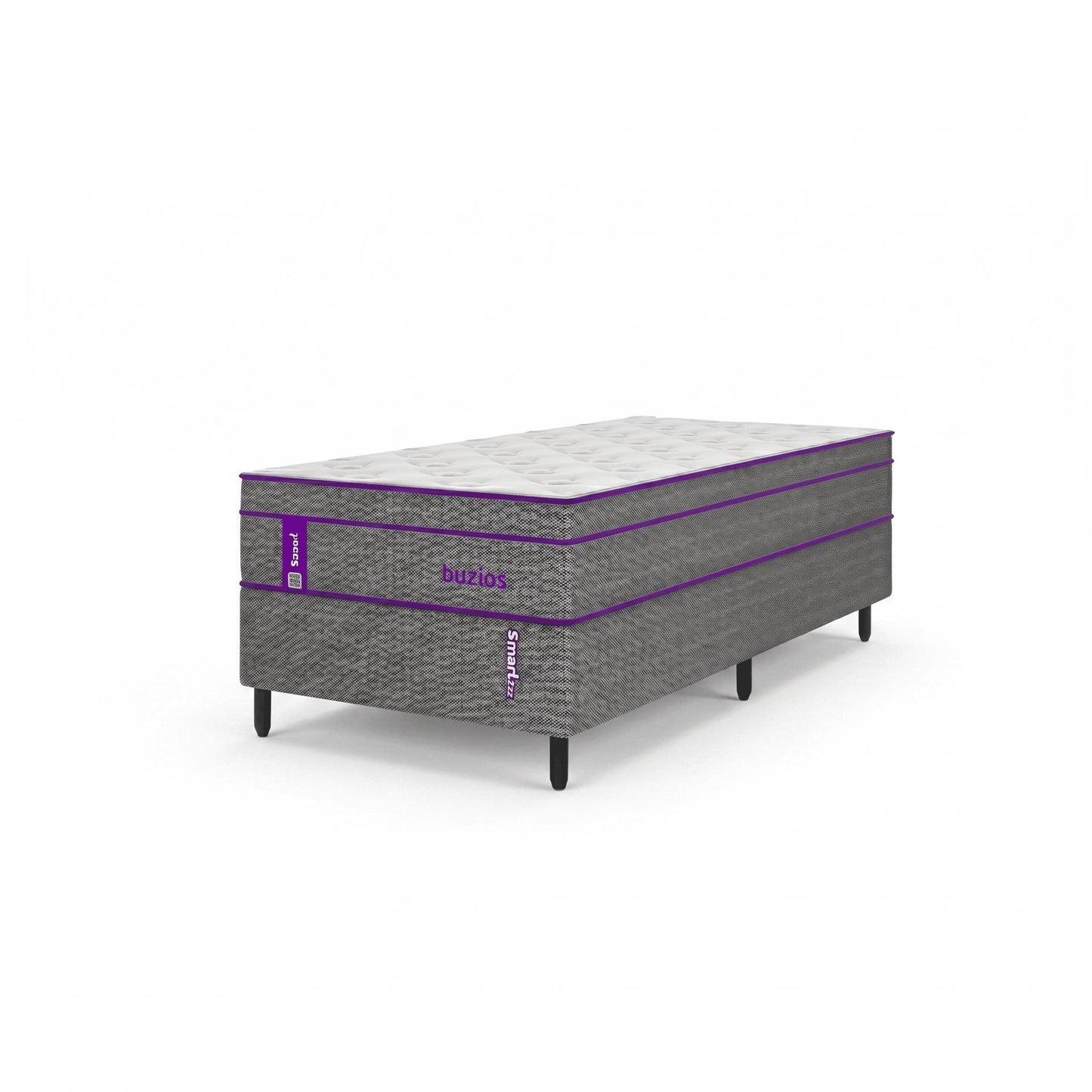 Cama Box com Colchão  Solteiro Molas  188x88x62   Búzios  Smartz