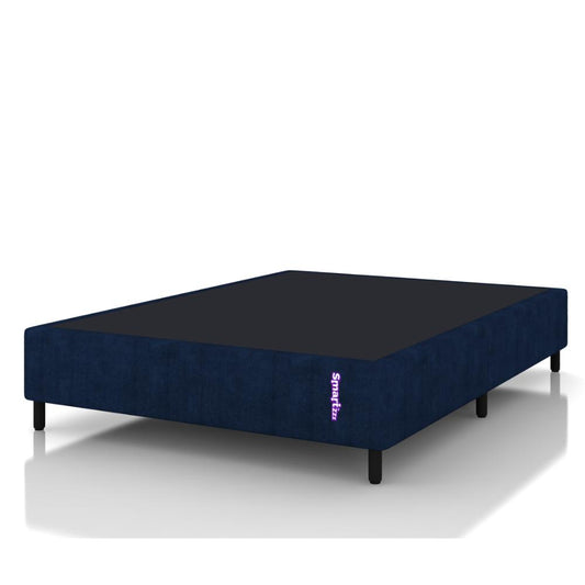 Cama Box King Jacquard Azul Desin Moderno 101x193x25 Smartz