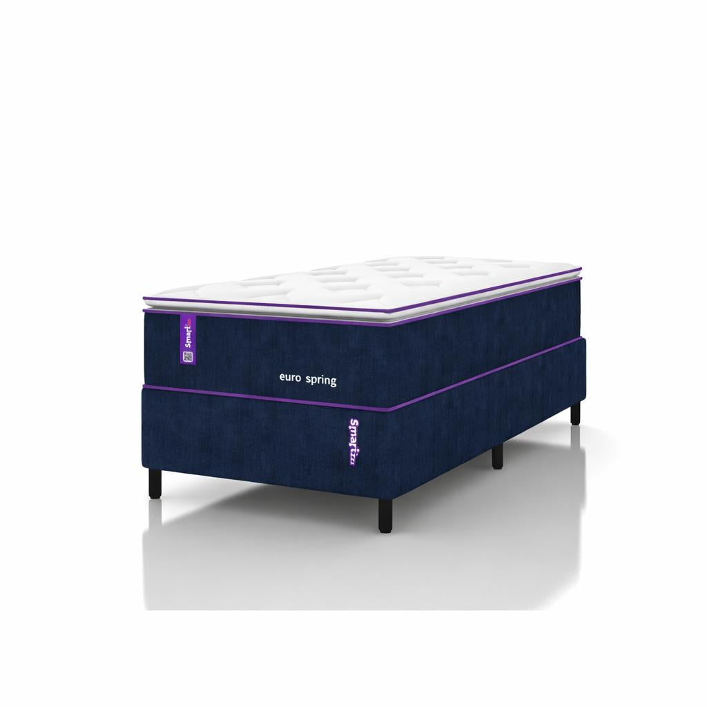 Cama Box Solteiro Com Colchão Molas Ensacada D28 88x188 Eurospring  Smartz