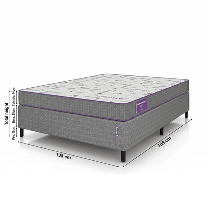 Cama box com Colchão Casal  D28 Acction  138x188cm Macio Smartz