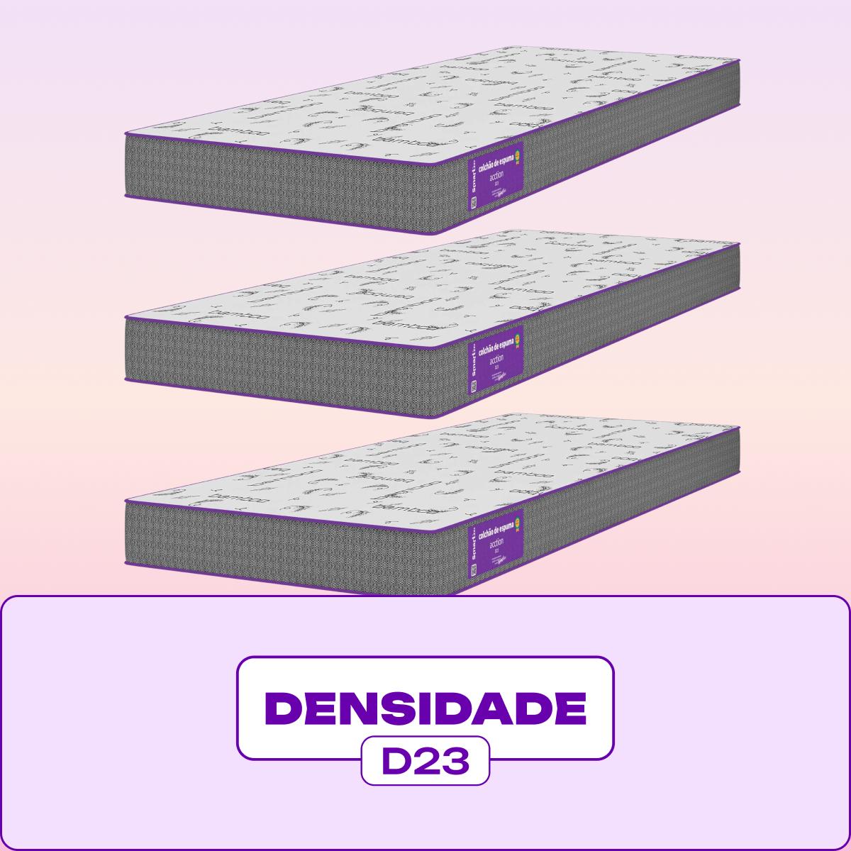 Cama Box com Colchão Solteiro D23 Acction  78x188 Smartz