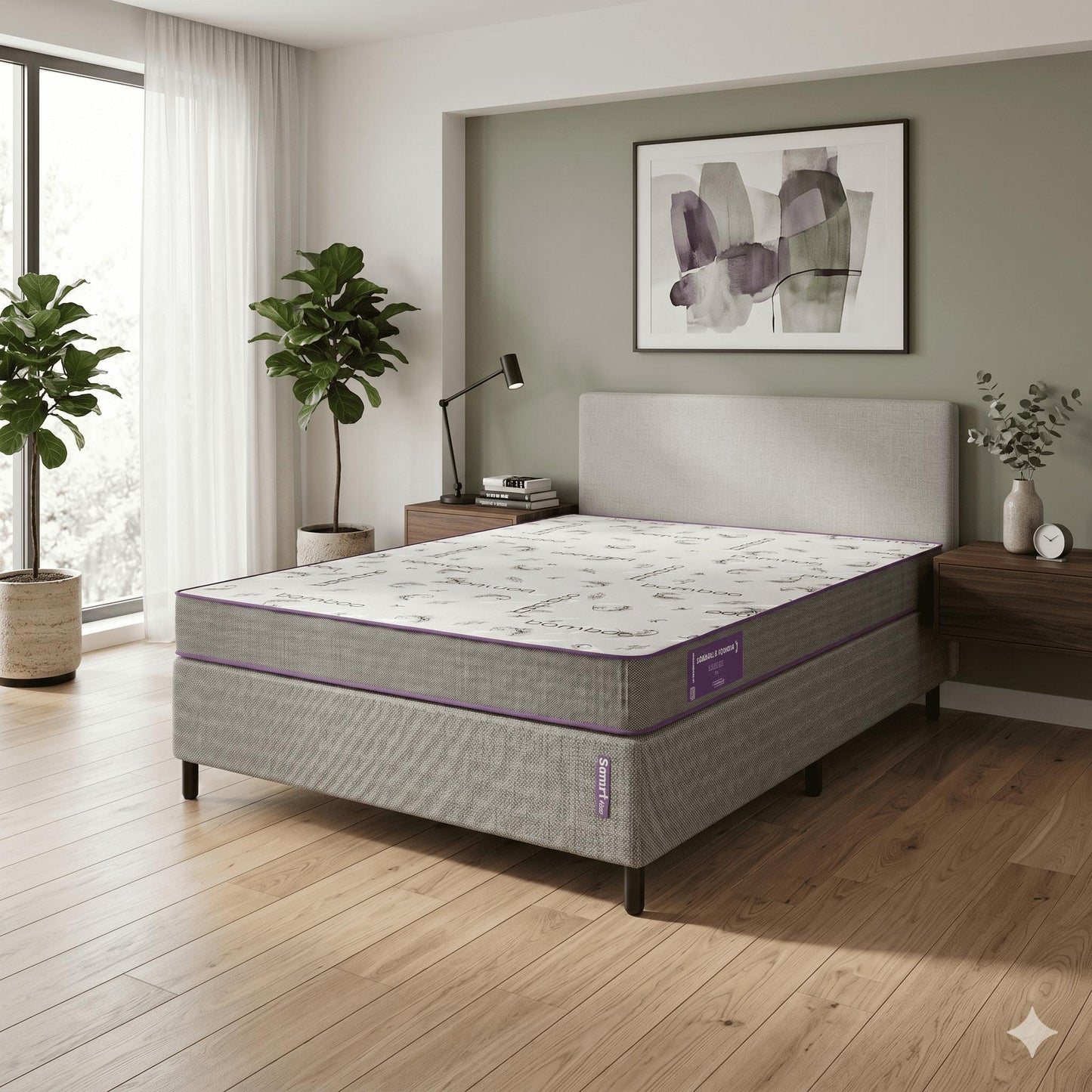 Cama box com Colchão Casal  D28 Acction  138x188cm Macio Smartz