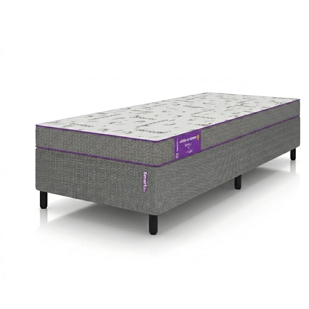 Cama box  solteiro com colchão acction D20 78x188x14 Smartz
