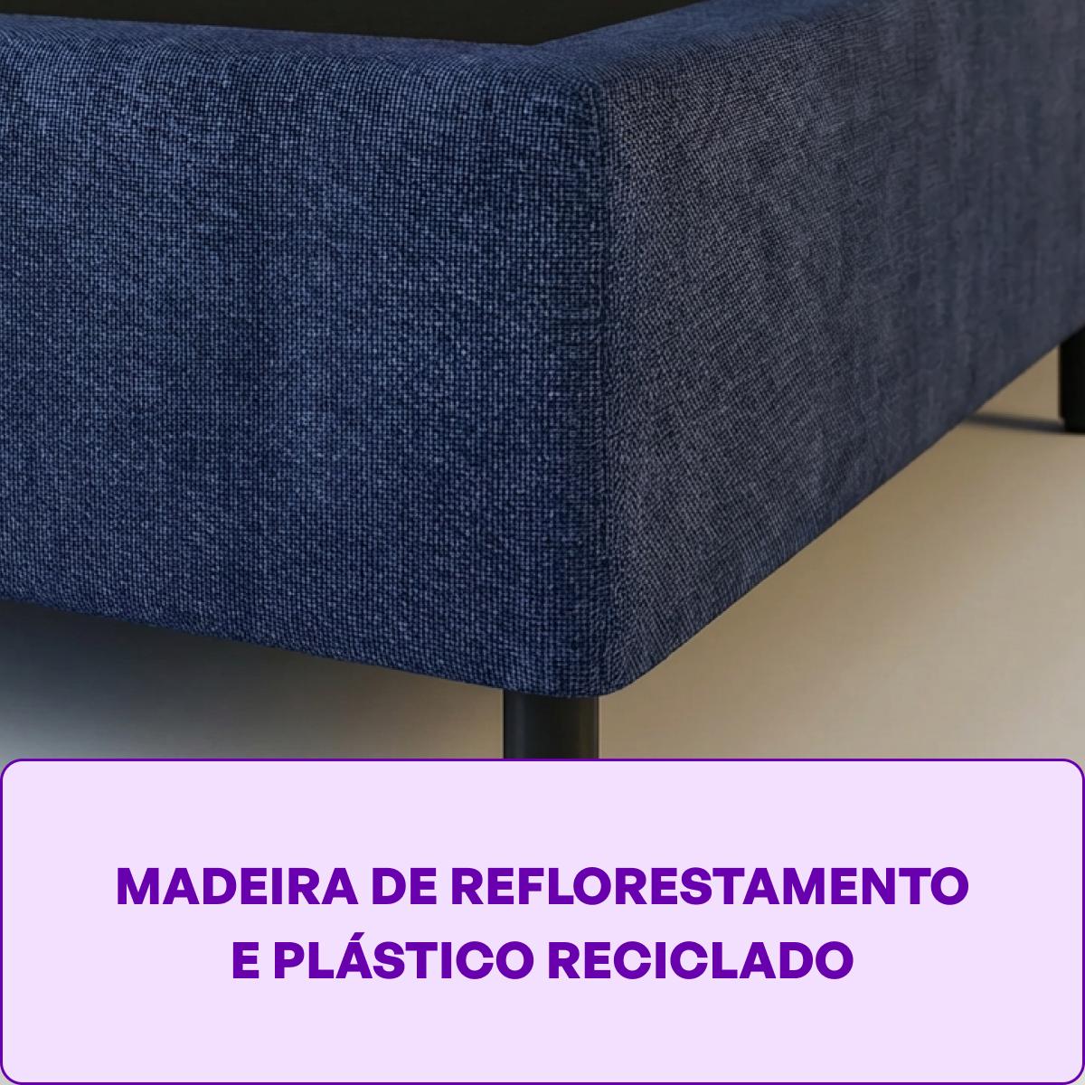 Cama Box King Jacquard Azul Desin Moderno 101x193x25 Smartz