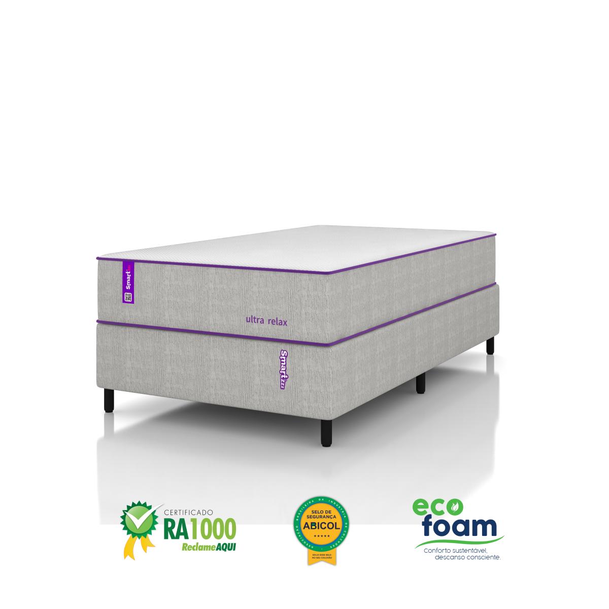 Cama Box Solteirão Com Colchão D28+D25 108x198 Ultra Relax Smartz