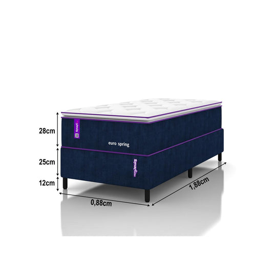 Cama Box Solteiro Com Colchão Molas Ensacada D28 88x188 Eurospring  Smartz