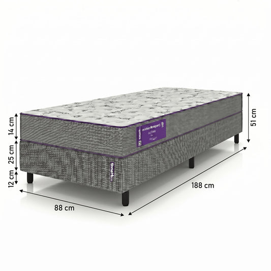 Cama box Solteiro com Colchão D23 Acction 88x188 Smartz