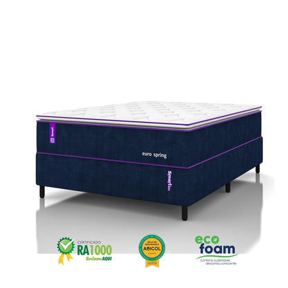 Cama Box Casal Com Colchão Molas Ensacadas D28 138x188 EUROSPRING Smartz