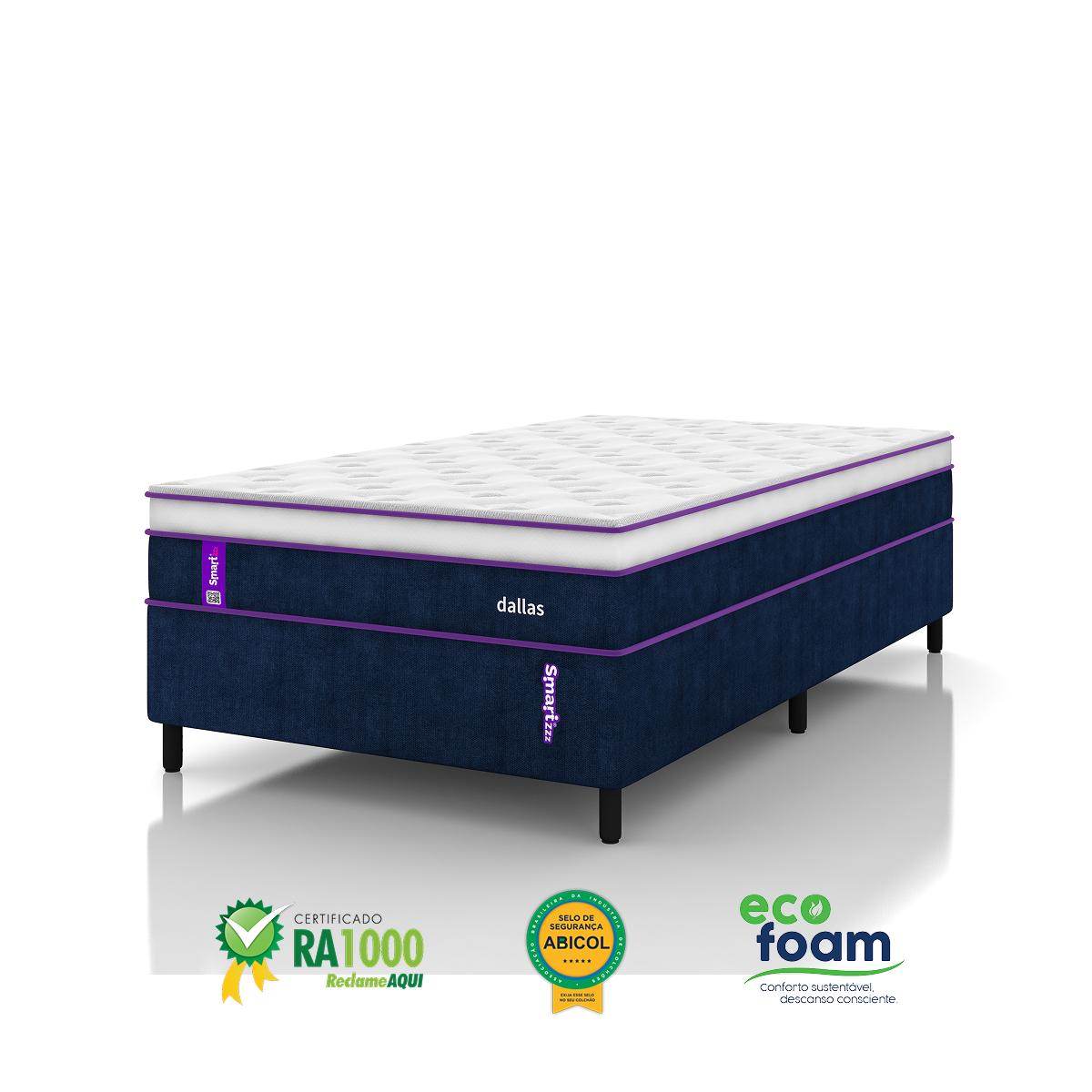 Cama Box Solteirão com Colchão 108x198 Dallas Smartz