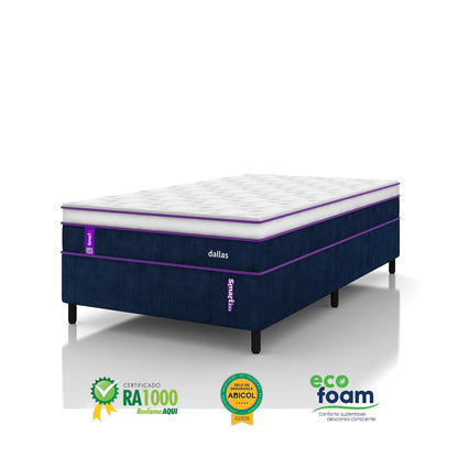 Cama Box Solteirão com Colchão 108x198 Dallas Smartz
