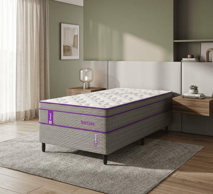 Cama Box com Colchão  Solteiro Molas  188x88x62   Búzios  Smartz