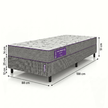 Cama Box com Colchão Solteiro D28 Acction 88X188 Smartz