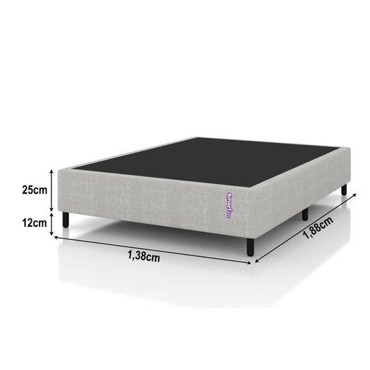 Cama Box  Jaquard Cayambe Bege Casal  138x188x25 cm Smartz