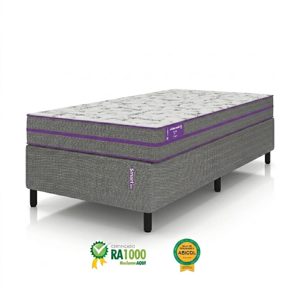 Cama Box com Colchão Solteiro D28 Ortovip 88x188x55 Firme Smartz