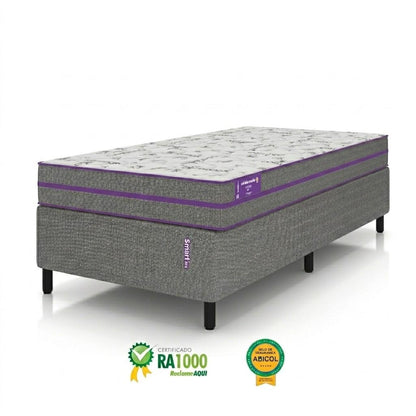 Cama Box com Colchão Solteiro D28 Ortovip 88x188x55 Firme Smartz