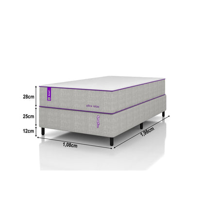 Cama Box Solteirão Com Colchão D28+D25 108x198 Ultra Relax Smartz