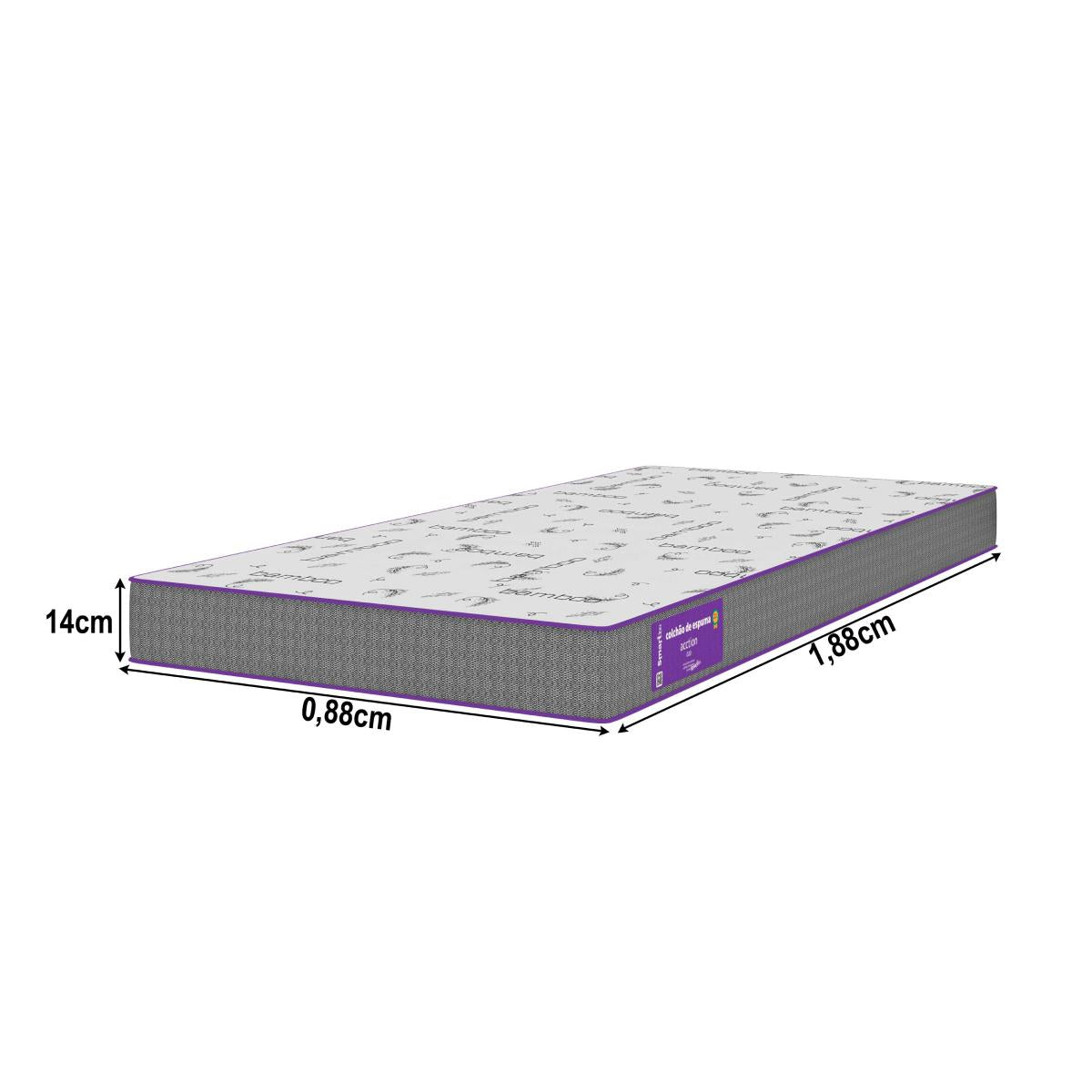 Cama Box com Colchão Solteiro D28 Acction 88X188 Smartz