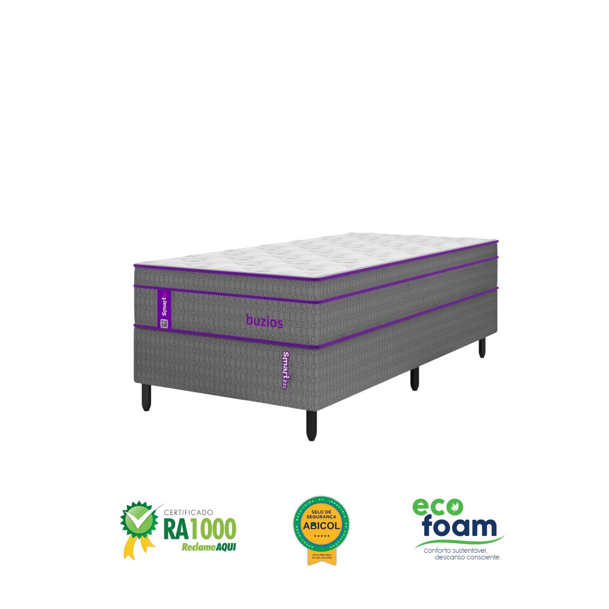 Cama Box com Colchão  Solteiro Molas  188x88x62   Búzios  Smartz