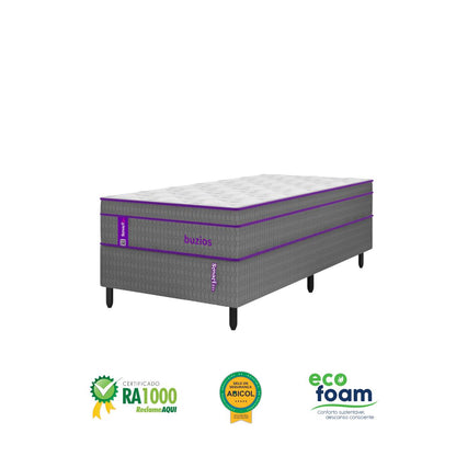 Cama Box com Colchão  Solteiro Molas  188x88x62   Búzios  Smartz