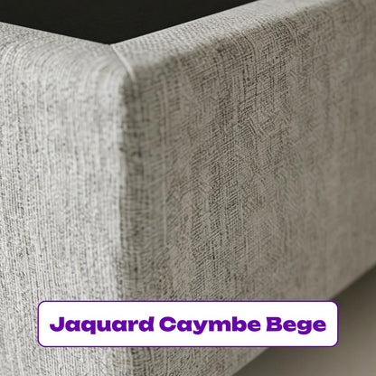 Cama Box Jaquard Cayambe Bege Queen 198x158x25 cm Smartz