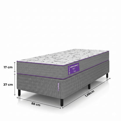 Cama Box com Colchão Solteiro D33 Acction  88x188 Smartz