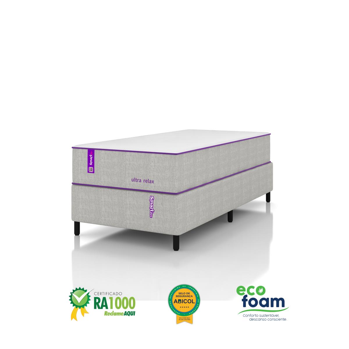Cama Box Solteiro Com Colchão   D28+D25 88x188 Ultra Relax Smartz