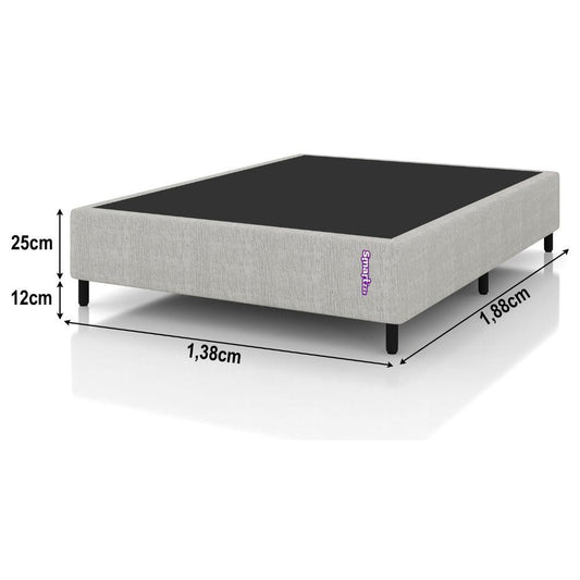 Cama Box Casal Jacquard Bege Design Moderno 138x188 Smartz