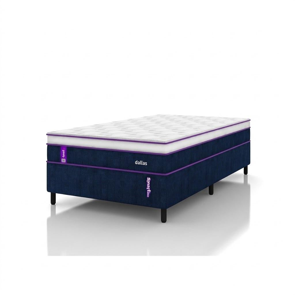 Cama Box Solteirão com Colchão 108x198 Dallas Smartz