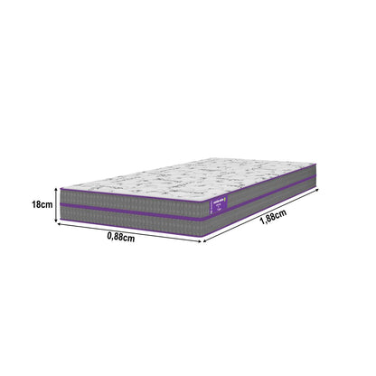Cama Box com Colchão Solteiro D28 Ortovip 88x188x55 Firme Smartz