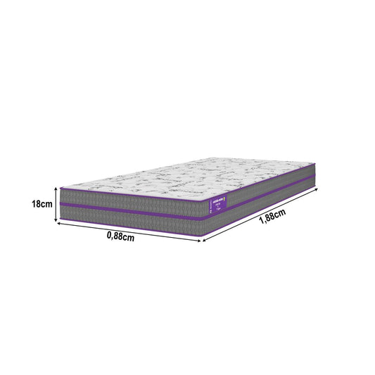 Cama Box com Colchão Solteiro D28 Ortovip 88x188x55 Firme Smartz