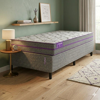 Cama Box com Colchão Solteiro D28 Ortovip 88x188x55 Firme Smartz