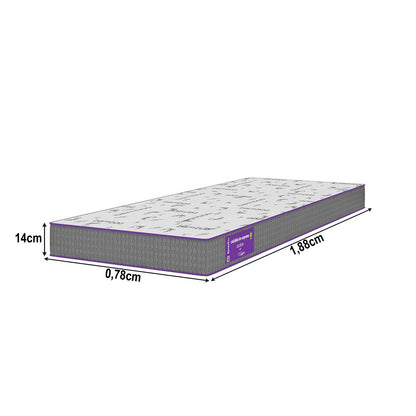 Cama box  solteiro com colchão acction D20 78x188x14 Smartz