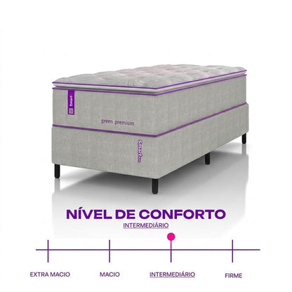 Cama Box Solteiro Com Colchão D33 88x188 Green Premium Smartz