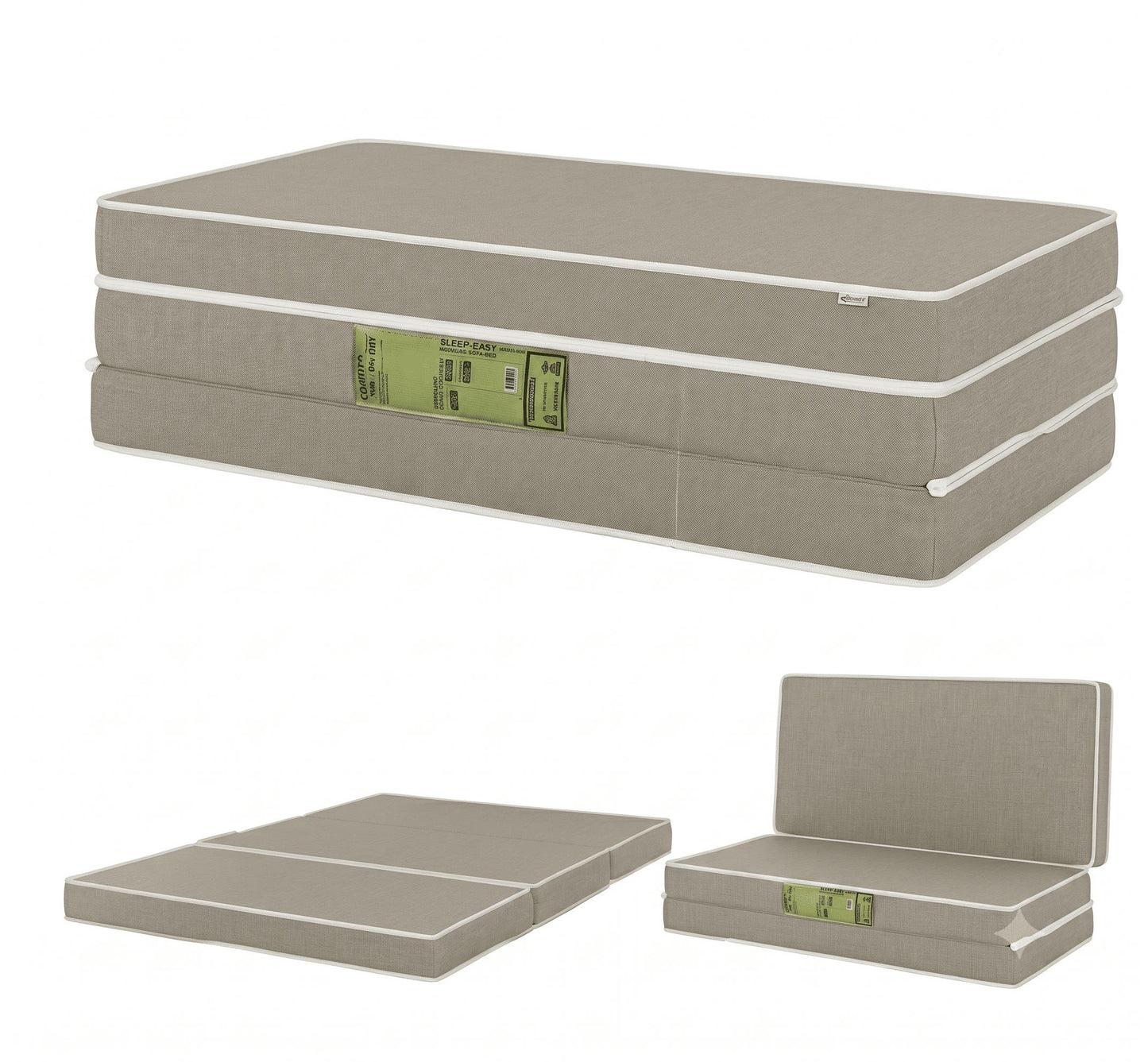 Puff 3 Em 1 Cama Casal  Espuma D28  Bege 28x60x36  Plumatex
