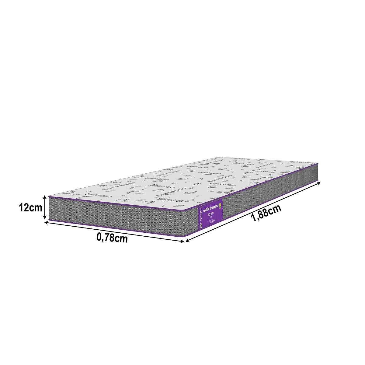 Cama Box  com Colchão Solteiro D23  Acction  78x188 Smartz