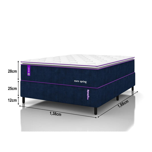 Cama Box Casal Com Colchão Molas Ensacadas D28 138x188 EUROSPRING Smartz