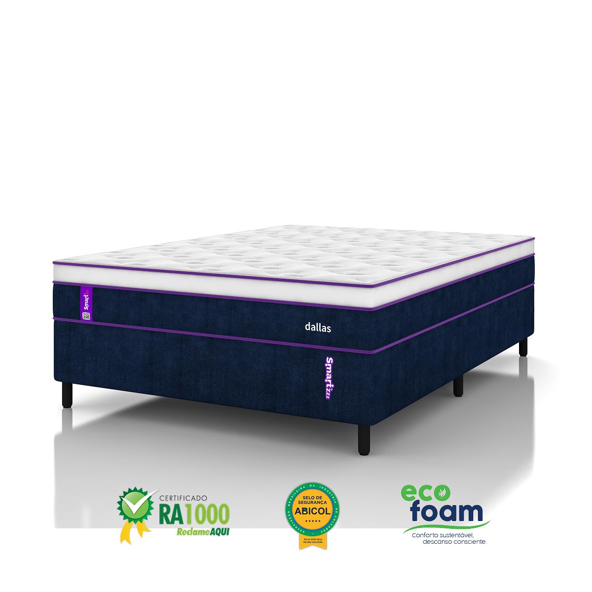 Cama Box Casal Com Colchão AG D80 138x188 Dallas Smartz