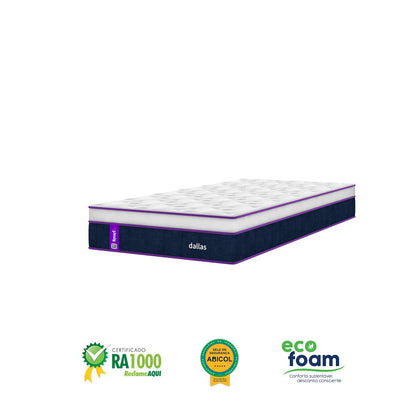 Colchão Solteiro Mola Pocket 88x188x28 Dallas Smartz