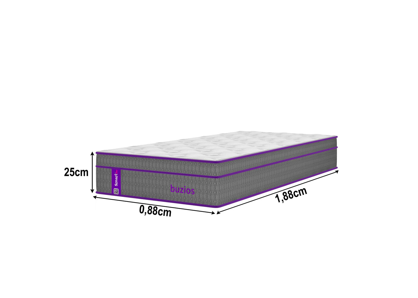 Colchão Solteiro Mola Pocket 188x88x25 Búzios Smartz