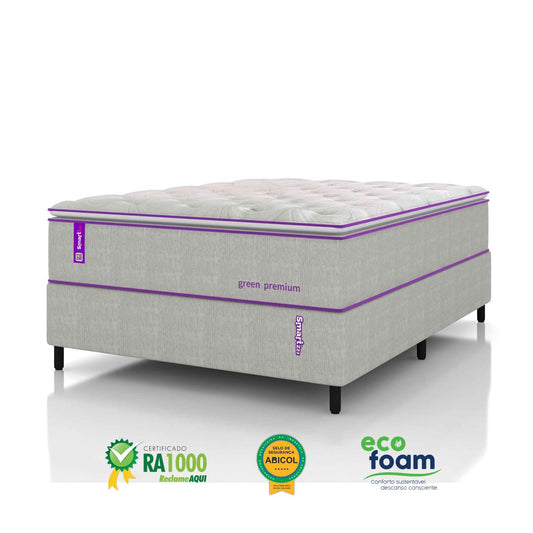 Cama Box  Casal Com Colchão Molas Ensacadas D33 138x188 GREEN PREMIUM Smartz