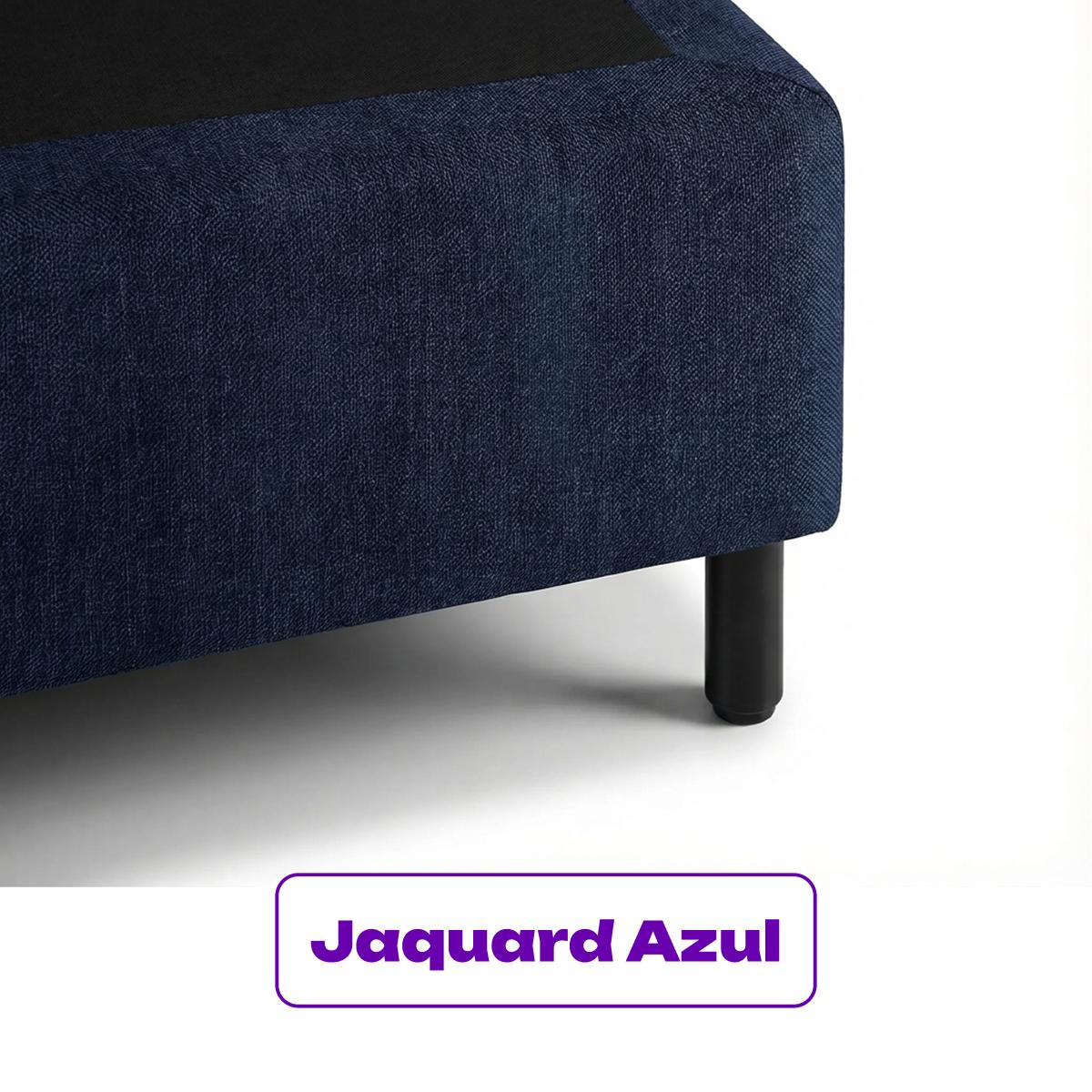 Cama Box King Jacquard Azul Desin Moderno 101x193x25 Smartz