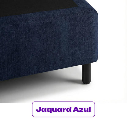 Cama Box King Jacquard Azul Desin Moderno 101x193x25 Smartz