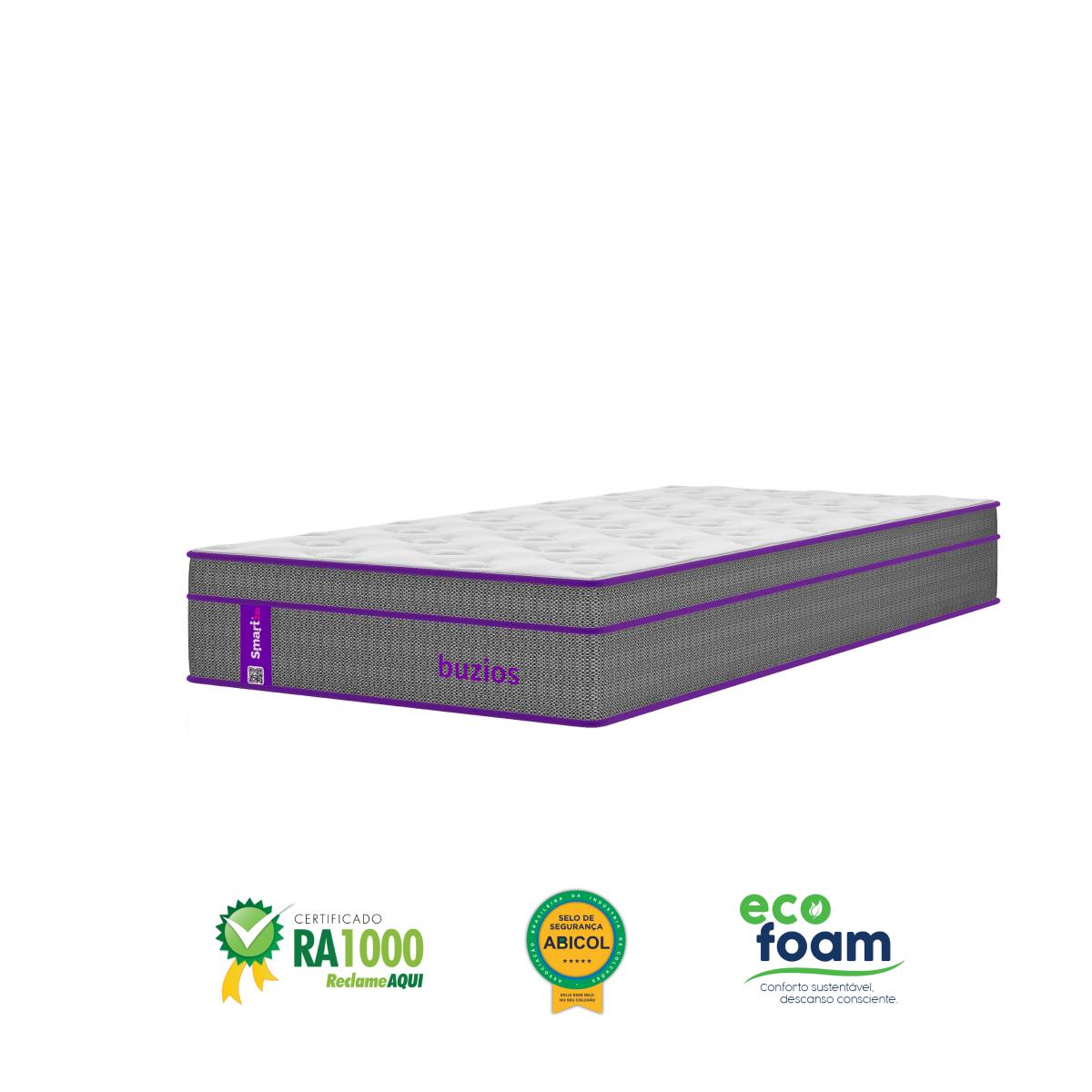 Cama Box com Colchão  Solteiro Molas  188x88x62   Búzios  Smartz