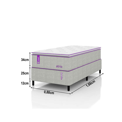 Cama Box Solteiro Com Colchão D26/D28 88x188 ATRIO Smartz