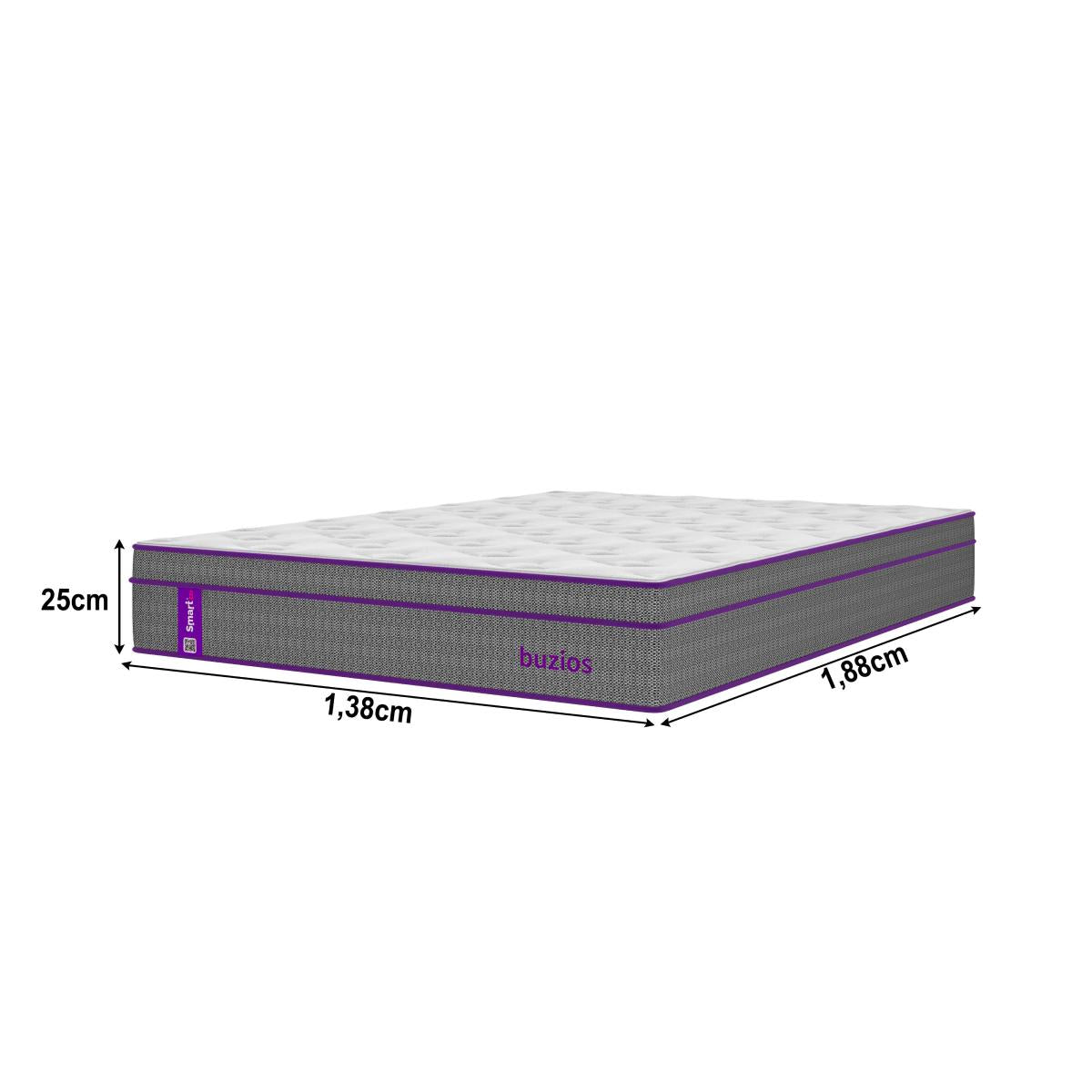 Cama Box com Colchão Casal Molas Ensacadas Búzios 138x188x62 Smartz