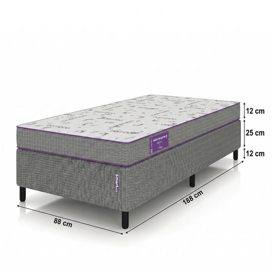Cama Box  com Colchão Solteiro D28   Acction 88x188 Smartz
