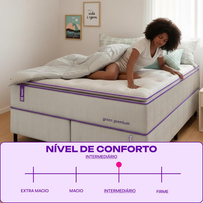 Cama Box King Com Colchão D33 193x203 Green Premium Smartz
